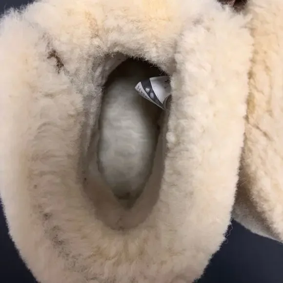 UGG Weylyn Shearling Cuff Lace Up Suede Boots Chestnut Fur Womens 8.5 Cozy Y2K - Picture 8 of 9